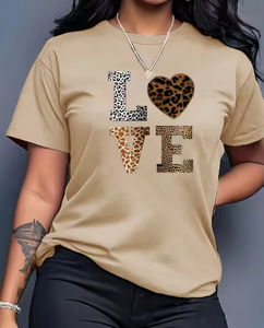 เสื้อยืดผู้หญิงลายดอกไม้พิมพ์ลายจดหมายรัก แขนสั้น คอกลม สวมใส่สบาย ทรงหลวม ผ้าฝ้าย 100% ระบายอากาศได้ดี เนื้อผ้านุ่ม ยืดหยุ่นได้ - Product Image 5