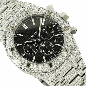Montre à quartz pour homme en acier inoxydable, style Hip Hop Iced Out, avec diamants Moissanite VVS, bracelet de 20 mm et cadran en verre - Product Image 3