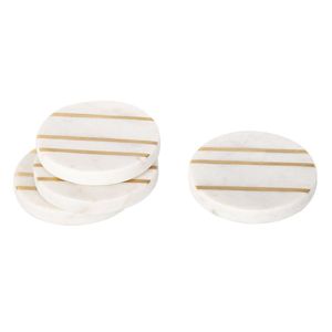 Modern Style Design <b>Marble</b> <b>Coaster</b> With Brass Strip Stone <b>Coaster</b> With Brass Mats & Pads At low affordable Price - Product Image 3