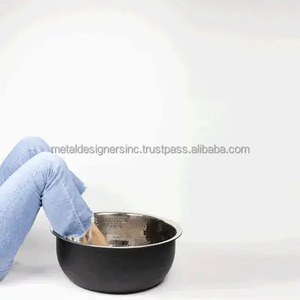 Bol de Pédicure Martelé en Acier Inoxydable pour Pied Noir et Blanc Décor à la Maison Bol de Massage et Vaisselle Bol de Stockage de Fruits - Product Image 4
