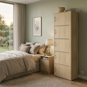 High Quality FURNIZONE 16_0021 Contemporary Modern Wood 5 Door <b>Lockable</b> Office Filing <b>Cabinet</b> Particle Board Home Furniture - Product Image 1