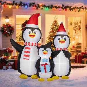 Famiglia di Pinguini Natalizi Gonfiabili Illuminati da 6 Piedi con Luci LED Integrate per Decorazioni Esterne Festive - Product Image 2