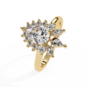 Unique Kite Shape Cluster <b>Ring</b> Pear Cut Lab Grown Diamond Engagement <b>Rings</b> 18K Solid <b>Gold</b> Elegant Fine Jewelry Anniversary <b>Rings</b> - Product Image 3