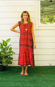 ¡Vestido Maxi personalizado Tie Dye con patrón sólido Estilo lindo Cintura tejida Mangas largas dulces Exportadores de vacaciones de alta calidad! - Product Image 5