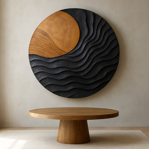 Arte Mural de Madera Redonda Orgánica, Escultura de Pared de Madera Abstracta Tallada a Mano para Interiores Modernos - Product Image 2