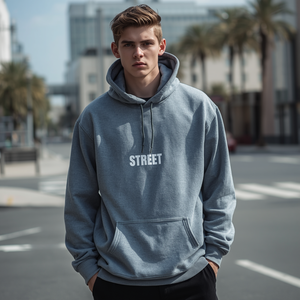 เสื้อฮู้ดสตรีทแวร์ แฟชั่นแนวอเมริกัน ผ้าฝ้ายฟลีซ แบบสวมหัว พร้อมบริการรับผลิตแบบ OEM ODM - Product Image 1