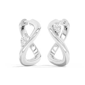 10K Gold Plated 925 Silver Pear Cut Infinity Lab Grown Diamond Hoop Earrings <b>Hinged</b> Clasp Loop Sleeper Pair - Product Image 3
