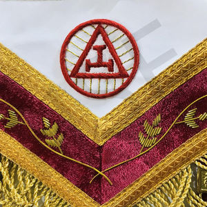Royal Arch Mason Past High Priest PHP <b>Apron</b> Red Velvet with Gold Bullion Hand Embroidery and Fringe Masonic Regalia - Product Image 4