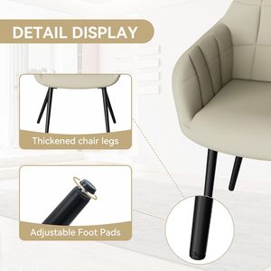 Juego de sillas de comedor modernas de 2 piezas, sillones tapizados con respaldo de lino, asientos cómodos, reposabrazos para salones de descanso, recepción - Product Image 2