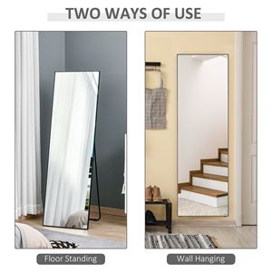 Specchio a Figura Intera Versatile con Cornice Nera in Alluminio, Opzioni Autoportanti o da Parete per Camera da Letto, Soggiorno, Casa, Stile Arcuato - Product Image 5