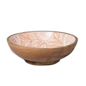 Bol décoratif à fruits à motif floral, base en bois, lavable au lave-vaisselle, designs personnalisés, bols de service pour la décoration de la maison - Product Image 1