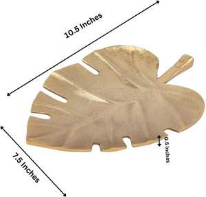 Must Buy Gold Monstera <b>Leaf</b> <b>Decorative</b> Tray 10.5x7.5 Inches Bohemian Plant Theme <b>Wall</b> Art Irregular Shape Metal Handicraft - Product Image 1