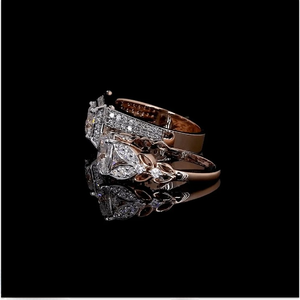 Anillo de Compromiso y Matrimonio de Diamantes de Laboratorio de Lujo en Oro Rosa de 10/14/18 Quilates con Certificado IGI para Hombre, Aniversario - Product Image 2