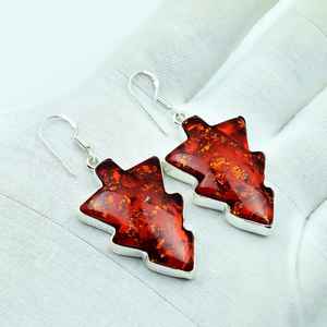 Boucles d'oreilles bohèmes en ambre baltique, faites à la main, en argent sterling 925, bijoux naturels, cadeau pour femme - Product Image 1