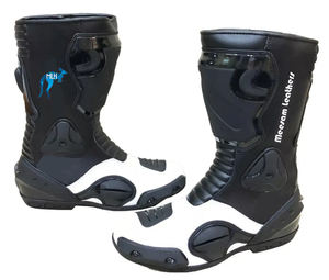 Bottes de moto en cuir pour hommes, design unique et tendance, qualité supérieure, doublure en mesh respirant, style course, ventilées, blanches - Product Image 5