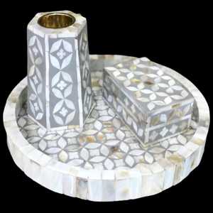 Brûleur d'encens Bakhoor en bois d'acacia avec incrustation de os, de qualité supérieure, écologique, aromathérapie, Ramadan, Eid, luxe, haute qualité - Product Image 4
