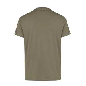 Camiseta de manga corta verde oliva para hombre con estampado de calavera y bandera, cuello redondo, corte regular, estilo casual, tejido jersey, 100% algodón - Product Image 5