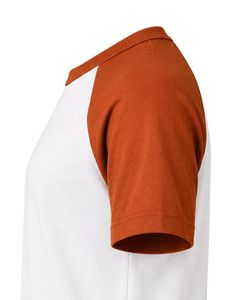 Camiseta raglán personalizada blanca y naranja quemado para mujer, cuello redondo informal, manga corta, mezcla de algodón suave, top de moda de verano - Product Image 6