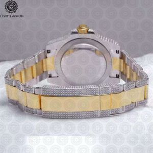Charm Jewells Montre de luxe pour homme en acier inoxydable avec diamants, 40 mm, analogique, mécanique, verre cristal, 10 bars, résistante à l'eau, date automatique - Product Image 4