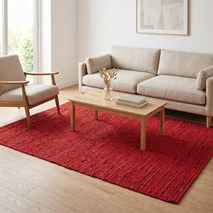 Tapis d'appoint en coton recyclé chiné naturel pour chambre à coucher, style bio moderne Wabi Sabi et scandinave - Product Image 6