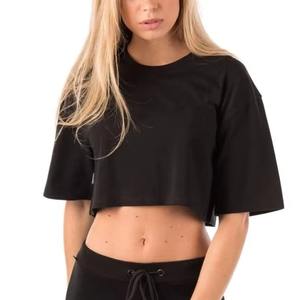 Camiseta corta de algodón de alta calidad para mujer, camiseta informal de moda urbana para mujer, Top básico de verano con cuello redondo para mujer - Product Image 5