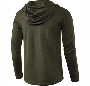 Sweat à capuche décontracté élégant pour homme en coton côtelé 100 % écologique avec poche kangourou - Product Image 6