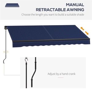 Tenda da Sole Estensibile in Lega di Alluminio per Finestre e Porte, Operazione Manuale, Copertura per Balcone e Patio con Protezione dalla Pioggia in PC Rivestito - Product Image 1