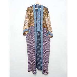 Kimono de Talla Única con Estampado Floral Vintage, Saari de Seda con Parches, Elegante y Casual, con Cierre de Cordón, Suave, Transpirable y Sexy, de Longitud Completa - Product Image 6