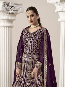 Último Diseño de Fatema Fashion, Vestido Anarkali, Georgette Sintético con Bordado de Hilo, para Mujer, Estilo Indio-Pakistaní, para Bodas y Fiestas - Product Image 6