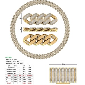สร้อยคอแบบหนา Cuban Link ประดับเพชรทรงบาแกตต์และทรงกลม เพชรเลี้ยงในห้องปฏิบัติการ ทองคำแท้ 14K 18K พร้อมตัวล็อกแบบกล่อง ความยาว 24 นิ้ว ดีไซน์หรูหรา - Product Image 1