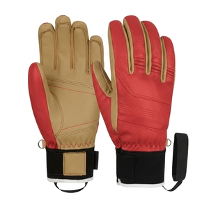 Winter Leather <b>Ski</b> <b>Gloves</b> Full Finger Thermal Insulated Unisex for Downhill Skiing and Snowboard Outdoor Activity - Product Image 1