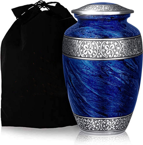 Aluminium Metal Urn for Human Ashes in Blue - Product Image 1