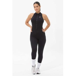 Pink Seamless Full Length Yoga <b>Jumpsuit</b> With Quarter-Zip Neckline High Waist Sleeveless Activewear One Piece Spandex Polyester - Product Image 3
