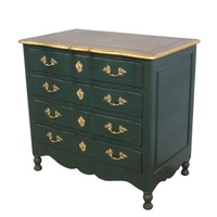 Commode peinte verte Antique avec dessus de couleur de tache de bois pour l'intérieur de meubles de chambre à coucher de Style français