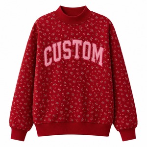 Sudadera de punto personalizada de alta calidad para mujer, antiarrugas, con estampado frontal, bordado de parche, hombros caídos y cuello alto. - Product Image 6