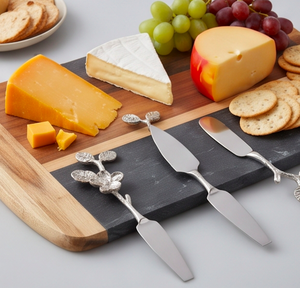 Juego de 3 cuchillos para queso de acero inoxidable con mango de hoja floral, espátula para mantequilla plateada para utensilios de cocina - Product Image 6