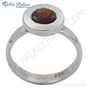 Bague en argent fin avec pierres précieuses grenat taille ronde éblouissante Article chaud! - Product Image 1