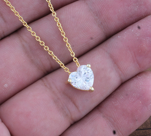 Collar con Corazón de Circonia Cúbica, Chapado en Oro de 18K, Circonia Cúbica A++, Colgante de Corazón Minimalista, Joyería para Mujer, Venta al Por Mayor, Antideslustre - Product Image 2