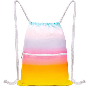 Sac à cordon personnalisé de haute qualité, léger, écologique, avec doublure imperméable et poche zippée, idéal pour la gym - Vente en gros - Product Image 1