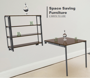 Table pliante d'intérieur moderne, structure métallique, plateau en PB, meuble gain de place, deux modes d'utilisation - Product Image 1