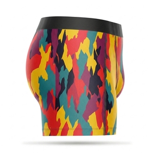 Boxer imprimé géométrique coloré pour hommes, coupe ample, mélange de coton, taille élastique, respirant, confortable, sous-vêtements décontractés - Product Image 2