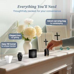 Signature Aluminum <b>Keepsake</b> <b>Memorial</b> Cremation Urn Ash Tribute Holder Featuring Decorative Artistic Lid And Fine Texture - Product Image 5