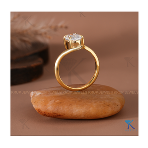 Minimalist Oval-Cut Bypass <b>Solitaire</b> Engagement <b>Ring</b> in Yellow Gold Stackable <b>Ring</b> for Women Elegant Design Wedding Engagement - Product Image 4