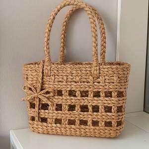 Sac en jacinthe d'eau naturelle sur mesure, pochette artisanale pour les fêtes avec doublure en tissu - Product Image 4