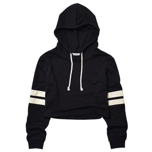 <b>Top</b> Trending Adult Ladies Copped Hoodies <b>Black</b> Color Pullover <b>Long</b> <b>Sleeves</b> Outdoor Fashion Wear Crop Hoodies For Women - Product Image 1
