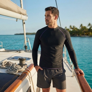 Camiseta de Manga Larga con Cuello Alto Personalizada Unisex para Natación y Surf, Logotipo Personalizado, Venta al por Mayor, Marca Privada, Proveedor de Ropa Deportiva OEM ODM - Product Image 5