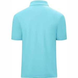 Men's Light <b>Blue</b> Solid Color Knitted Zipper <b>Polo</b> <b>Shirt</b> Casual Style - Product Image 3