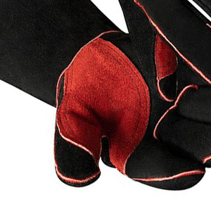 Gants de soudage en cuir noir et rouge, avec pouce renforcé, résistants à la chaleur, protection contre les éclaboussures de métal fondu, type B - Product Image 4