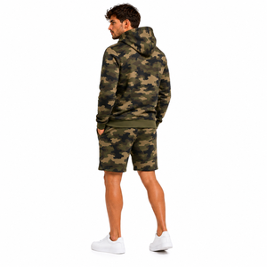 Ensemble de survêtement décontracté pour homme, imprimé camouflage, respirant, avec short et sweat à capuche, en polaire, style streetwear, tenue de sport assortie, jogger - Product Image 6
