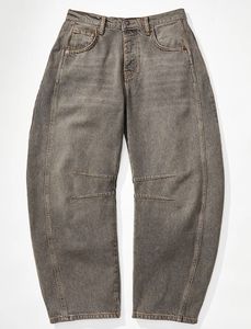 Jean Harem Taille Haute Homme Grande Taille en Coton Effet Usé Coupe Ample Décontractée avec Braguette Boutonnée Couleur Unie - Product Image 2